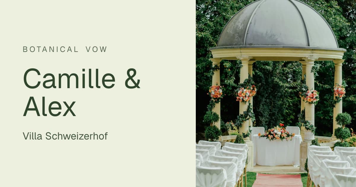 Digital wedding invitation in the Botanical Vow design: Camille & Alex, Villa Schweizerhof