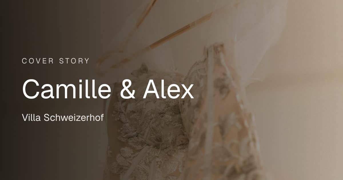 Digital wedding invitation in the Cover Story design: Camille & Alex, Villa Schweizerhof