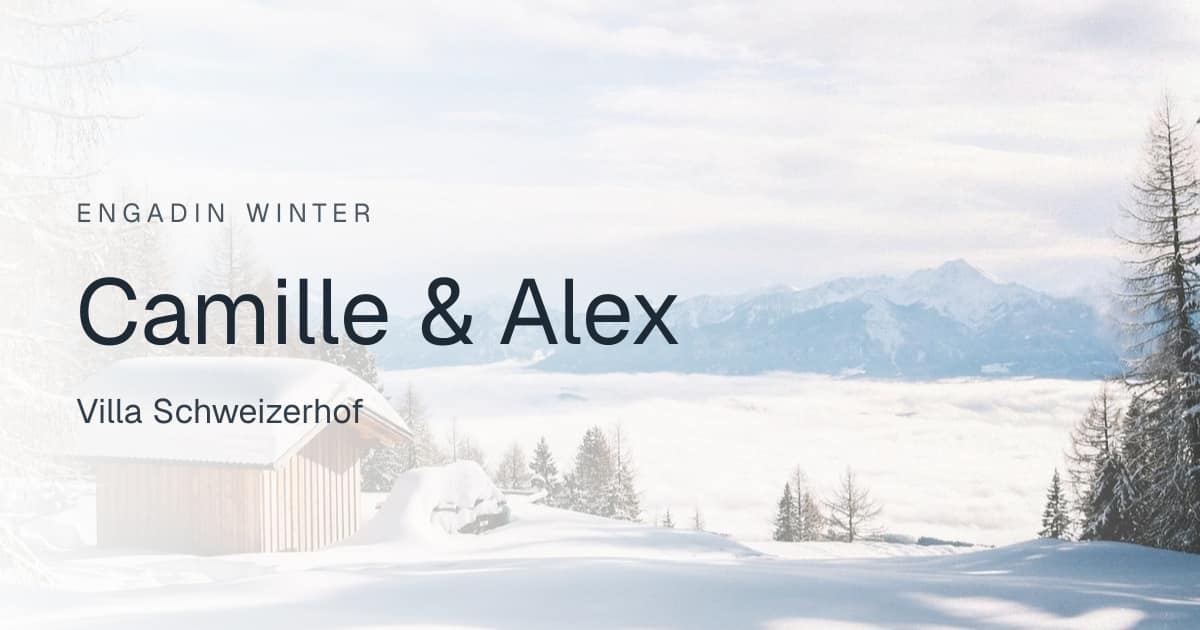 Digital wedding invitation in the Engadin Winter design: Camille & Alex, Villa Schweizerhof