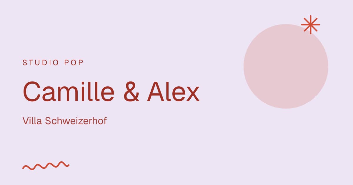 Digital wedding invitation in the Studio Pop design: Camille & Alex, Villa Schweizerhof